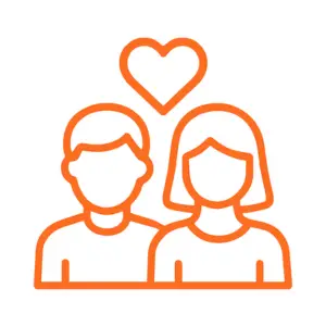 Ícone de relacionamentos representando um casal com um coração